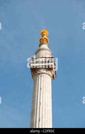 Il monumento. Un monumento al Grande Incendio di Londra nel 1666. Progettato da Sir Christopher Wren. Londra, Inghilterra, Regno Unito. Foto Stock