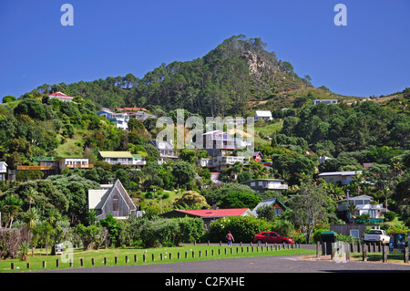 Vista del villaggio, Hahei, Penisola di Coromandel, regione di Waikato, Isola del nord, Nuova Zelanda Foto Stock