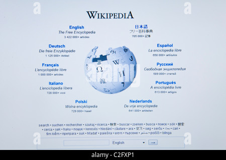 Sito web di Wikipedia screenshot Foto Stock