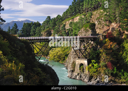 Waiau Ferry Bridge sul fiume Waiau, vicino a Hanmer Springs, Canterbury Region, Nuova Zelanda Foto Stock