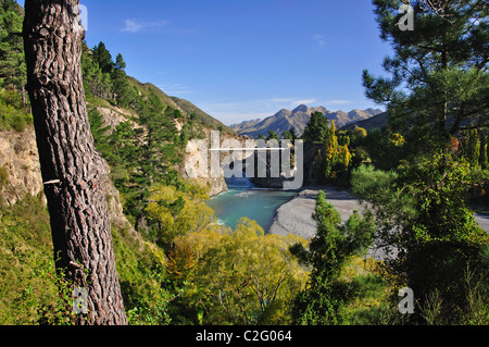 Traghetto Waiau Ponte sul Fiume Waiau, vicino a Hanmer Springs, regione di Canterbury, Isola del nord, Nuova Zelanda Foto Stock