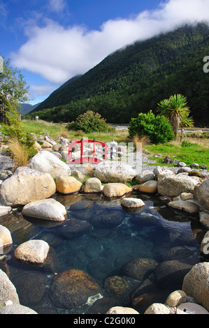 Maruia Springs, Autostrada statale 7, Lewis Pass, regione di Canterbury, Isola del Sud, Nuova Zelanda Foto Stock