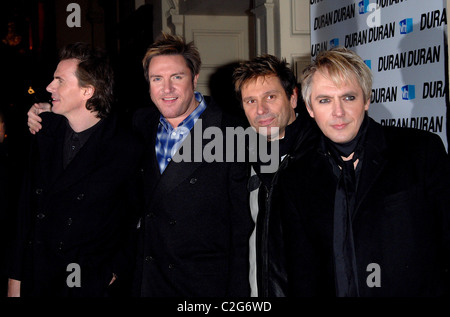 Duran Duran, John Taylor, Simon Le Bon, Roger Taylor e Nick Rhodes Duran Duran concerto per celebrare il rilascio del Foto Stock