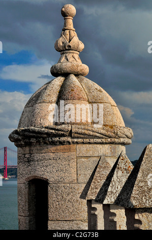 Il Portogallo, Lisbona: dettaglio della Torre di Belém Foto Stock