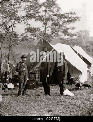 Antietam, Md. Allan Pinkerton, il Presidente Lincoln e il Mag. Gen. Giovanni A. McClernand Foto Stock