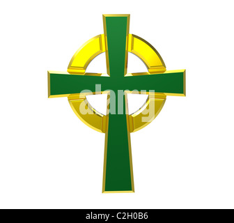 Celtic cross isolato su bianco 3D render Foto Stock