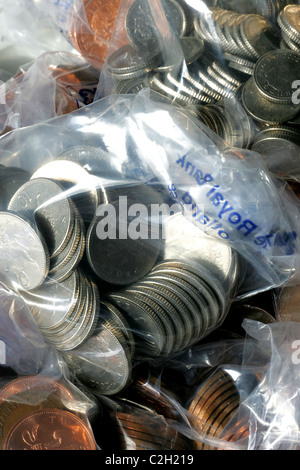 Sacchetti di monete in euro per le banche britanniche Foto Stock