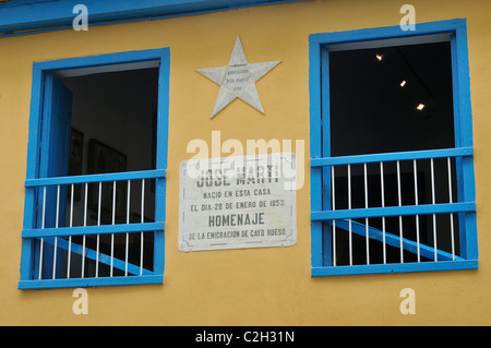 L'Avana. Cuba. Casa Natal de José Marti / Luogo di nascita di José Marti, Habana Vieja / Avana Vecchia. Foto Stock