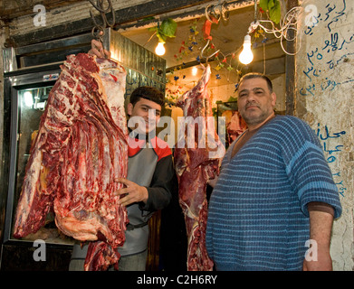 Homs Siria macelleria commercio Bazaar Souq market Foto Stock