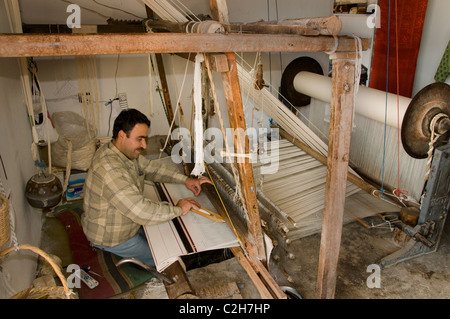 Quala al Cittadella Mudig Siria Medio Oriente tappeto maker weaver la tessitura tessitura Foto Stock