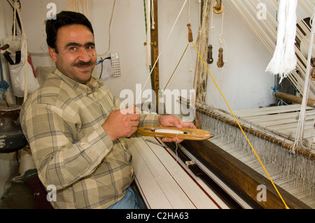 Quala al Cittadella Mudig Siria Medio Oriente tappeto maker weaver la tessitura tessitura Foto Stock