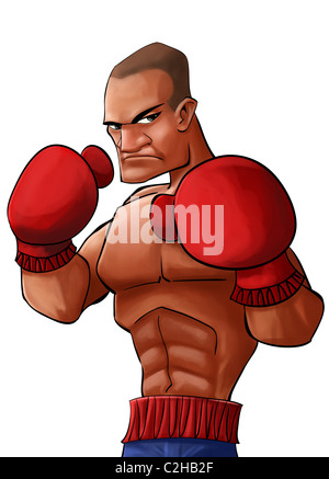 Arrabbiato e forte pugilist cercando di punzone il suo avversario Foto Stock