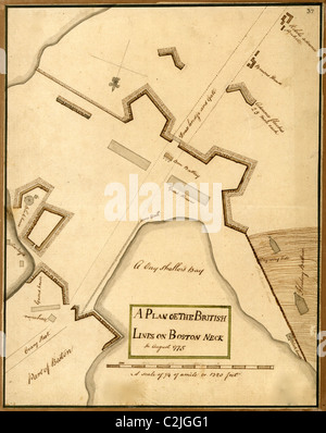 Linee britanniche sul collo di Boston - Bunker Hill - 1775 Foto Stock