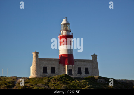 La Agulhas Faro sulla punta piu' a sud di Africa, Cape Agulhas, Western Cape, Sud Africa Foto Stock