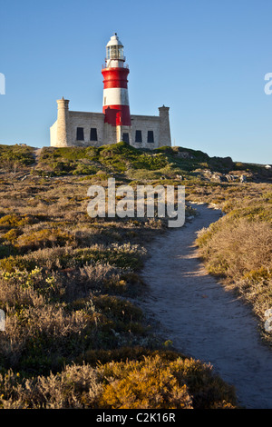 La Agulhas Faro sulla punta piu' a sud di Africa, Cape Agulhas, Western Cape, Sud Africa Foto Stock