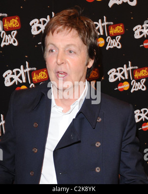 Paul McCartney Brit Awards tenutosi a Earls Court - Sala stampa - Londra, Inghilterra - 20.02.08 Foto Stock