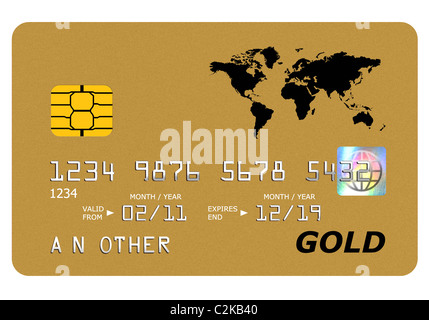 Tutto ciò che è presente su una simulazione di gold card incluso l'ologramma è stato progettato da me, il numero e il nome è generico. Foto Stock