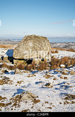 Maen Ceti / Arthur della pietra, Cefn Bryn, Gower, Galles Foto Stock