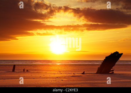 Helvetia relitto, Rhossili Bay, Gower, Galles Foto Stock