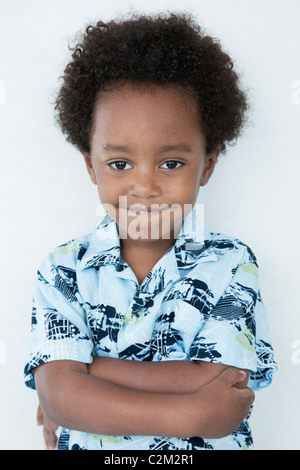 Sei anni di African American Boy Foto Stock