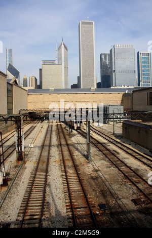Avvicinando la Union Station Chicago STATI UNITI D'AMERICA 10 Novembre 2010 Foto Stock