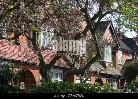 Fila di case, Grove Park vicino a Chiswick, Londra W4 Foto Stock