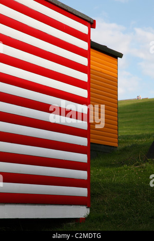 Spiaggia di capanne, Whitstable beach, Kent. Foto Stock