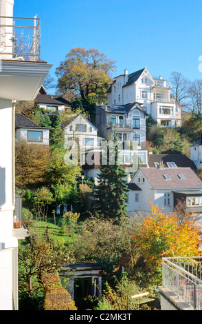 Amburgo, case in Blankenese, casa di molti vecchi capitani di mare, Capo Horn farers whalers e. Foto Stock