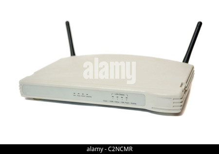 Router Wireless isolato su bianco Foto Stock