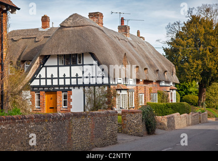 Cottages in Crawley, Hampshire, Inghilterra Foto Stock