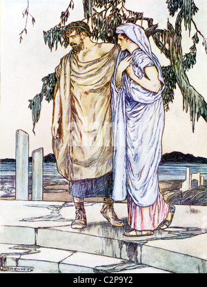 Deucalione e sua moglie, Pyrrha (entrambi nella foto qui), erano gli unici sopravvissuti di un grande alluvione. Foto Stock