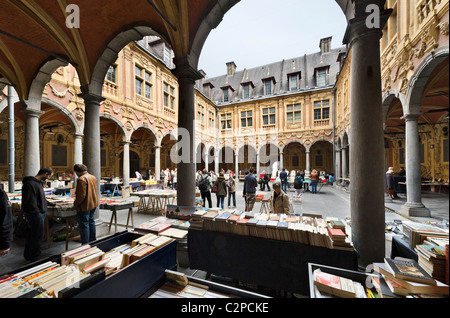 Mercato delle Pulci in la Vieille Bourse, Grand Place (Place du General de Gaulle), Lille, Fiandre, Francia Foto Stock