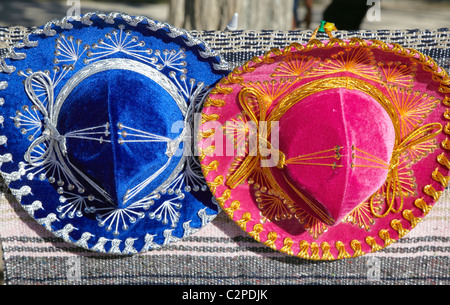 In stile messicano cappelli in vendita Chichen Itza Messico Foto Stock