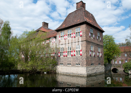 Wasserschloss Oberwerries, Hamm, Renania settentrionale-Vestfalia, Germania Castello Oberwerries Foto Stock