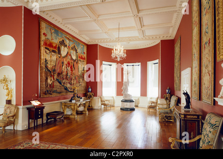 Casa dei rangers. La lunga galleria compresa la scultura Bergonzoli e Imperatore della Cina di arazzi. 1723 Foto Stock