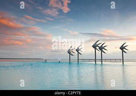 La laguna di Esplanade al crepuscolo. Cairns, Queensland, Australia Foto Stock