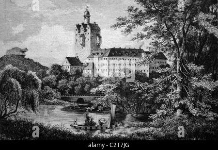 Ballenstedt Castello nelle Montagne Harz, Germania, storico, illustrazione, circa 1886 Foto Stock