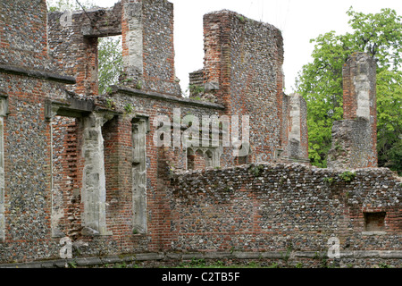 I resti della casa Sopwell sul sito di un monastero benedettino, Cottonmill Lane, St Albans, Hertfordshire, Regno Unito. Foto Stock