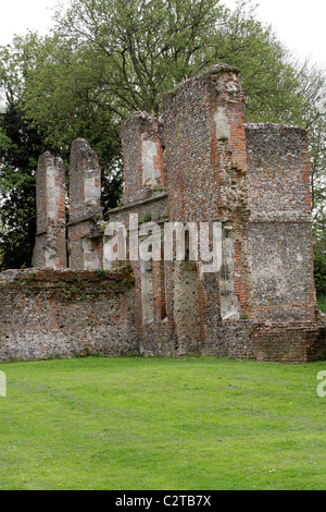 I resti della casa Sopwell sul sito di un monastero benedettino, Cottonmill Lane, St Albans, Hertfordshire, Regno Unito. Foto Stock