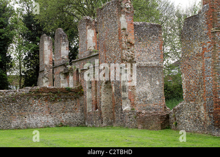 I resti della casa Sopwell sul sito di un monastero benedettino, Cottonmill Lane, St Albans, Hertfordshire, Regno Unito. Foto Stock