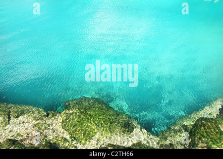 Cenote mangrove turchesi acque cristalline Riviera Maya Messico Foto Stock