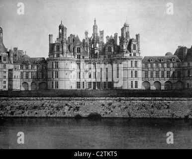 Autotype precoce del Château de castello di Chambord, Sito Patrimonio Mondiale dell'UNESCO, Loir-et-Cher, Francia, foto storiche, 1884 Foto Stock