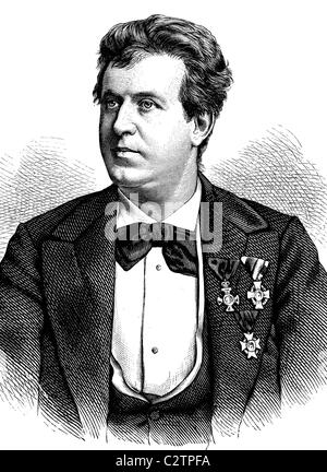 Ludwig Chronegk, 1837-1891, direttore del teatro di corte a Meiningen, storico illustrazione, circa 1886 Foto Stock