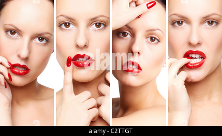 Collage di donna gorgeous con brillante trucco Foto Stock