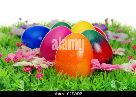 Ostereier auf Blumenwiese - uova di pasqua sul prato di fiori 22 Foto Stock