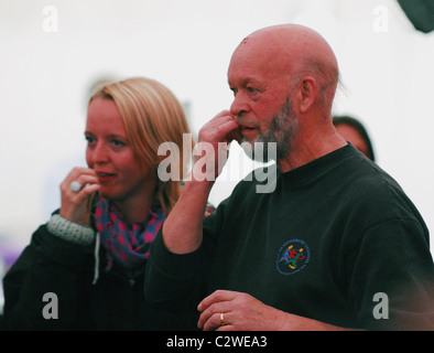 Emily Eavis e Michael Eavis backstage presso il festival di Glastonbury 2008 Somerset, Inghilterra - 26.06.08 Foto Stock