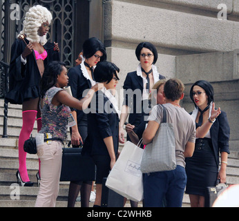 Cast membri sul set di 'Ugly Betty' film a Manhattan New York City, USA - 21.07.08 Anthony Dixon Foto Stock