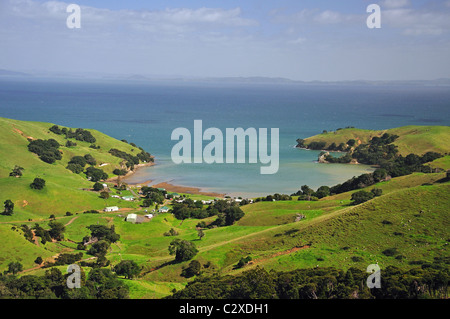 Vista costiera da Whangapoua Road, Penisola di Coromandel, regione di Waikato, Isola del nord, Nuova Zelanda Foto Stock