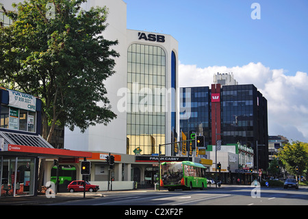 ASB e Westpac banche, Victoria Street, Hamilton, regione di Waikato, Isola del nord, Nuova Zelanda Foto Stock