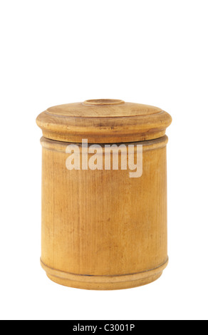 Antico cibo in legno box isolato su bianco Foto Stock